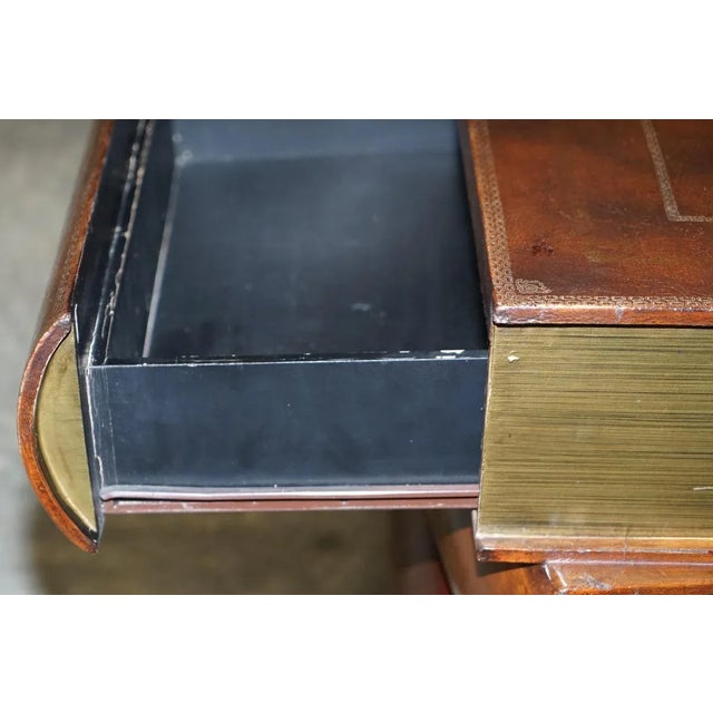 Leather Bound Side Tables with Drawers, Set of 2 For Sale - Image 14 of 18