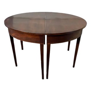 Pair of Antique Federal Style Mahogany Demilune Consoler Tables For Sale