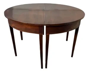 Pair of Antique Federal Style Mahogany Demilune Consoler Tables