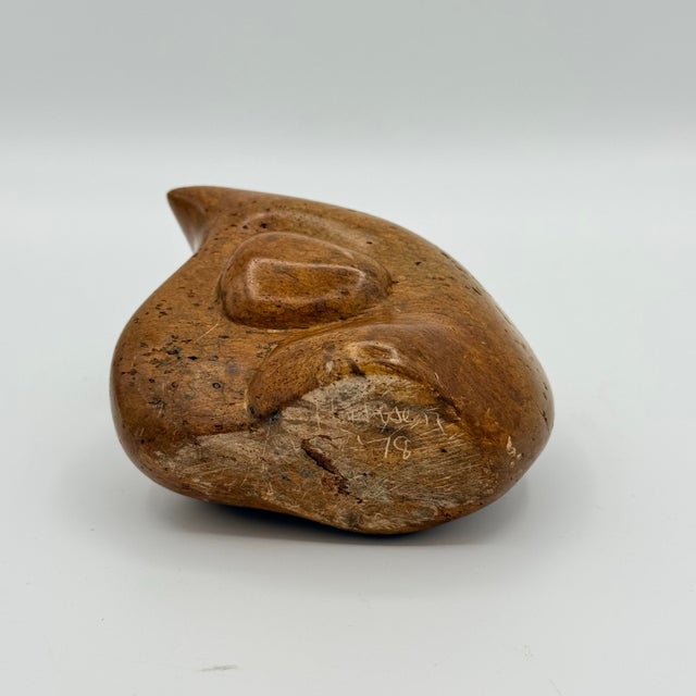 Organic Modern Biomorphic Stone Bird Signed Sculpture, 4” For Sale - Image 4 of 8