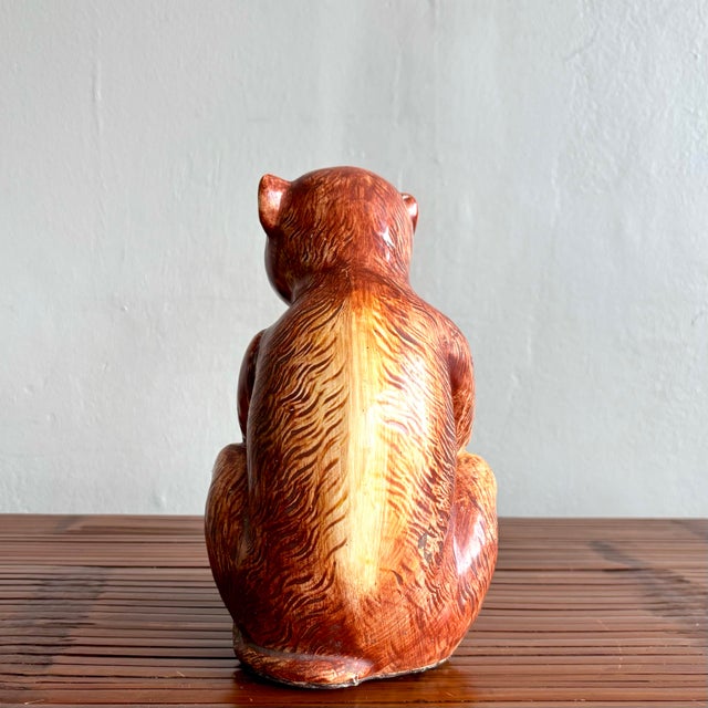 Boho Chic Vintage Boho Monkey Pair Statue For Sale - Image 3 of 5