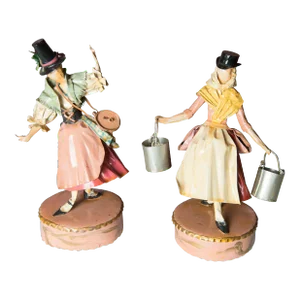 Lee Menichetti Sculptures: Tyrolean Maid & German Milk Maid - A Pair