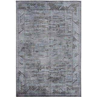 Modern Khotan With Medallion Design in Warm Gray, Brown, Blue and Charcoal For Sale