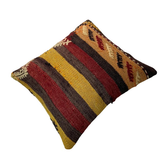 Red Turkish Kilim Cushion Cover For Sale - Image 8 of 11
