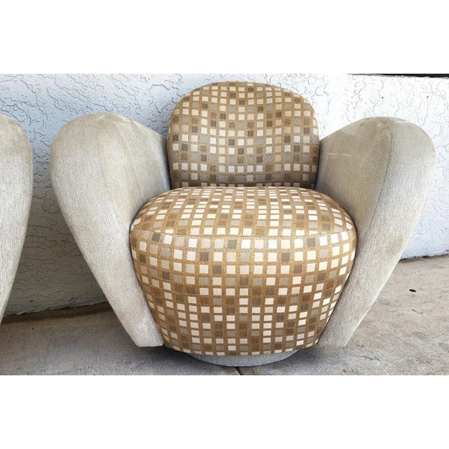 Michael Wolk Miami Club Chairs Swivel Pair For Sale In Miami - Image 6 of 11