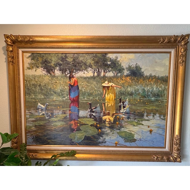 Impressionist Enchanted Pond “Original Oil on Canvas by Robert Hagan For Sale - Image 3 of 16