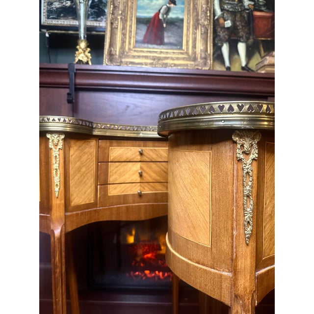 Late 19th Century Pair of Louis XVI–style Demilune Nightstands For Sale - Image 4 of 7