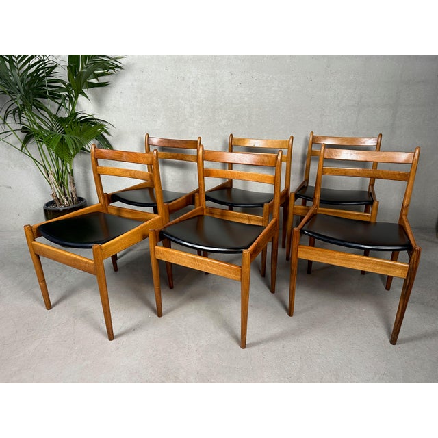 Vintage Dining Table and Chairs by Jos de Mey for Van Den Berghe Pauvers, 1960s, Set of 7 For Sale - Image 9 of 18