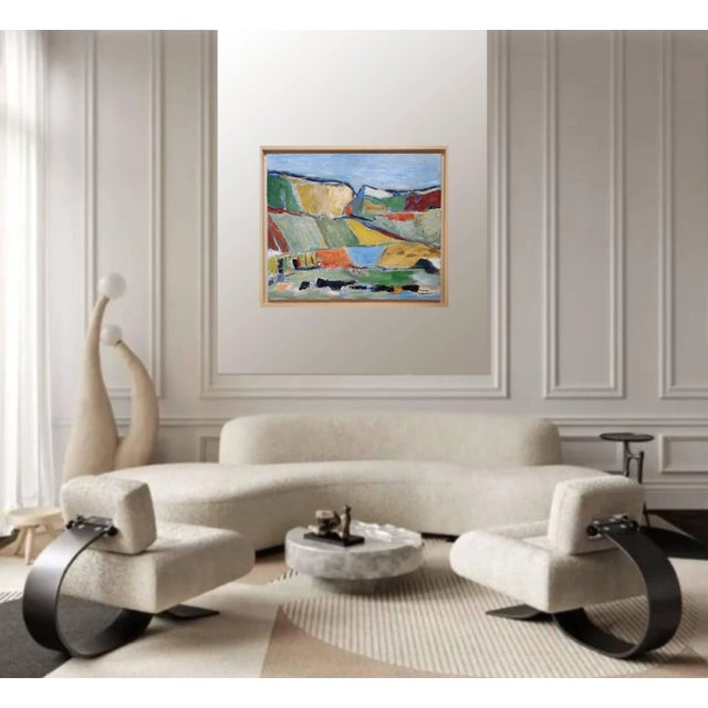 Abstract A L'orée Des Champs, Oil on Canvas, Landscape by Sophie Dumoont For Sale - Image 3 of 11
