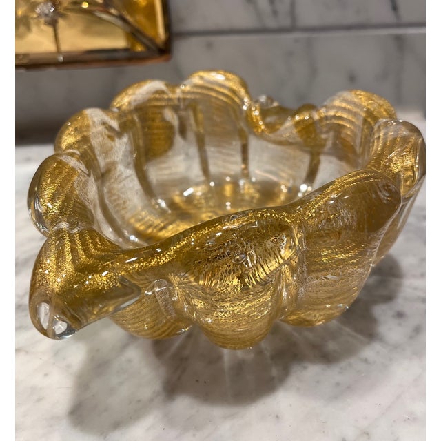 Italian Murano Attributed Champagne Gold Art Glass Dish For Sale In Saint Louis - Image 6 of 8