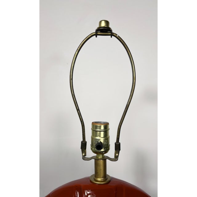 1980s Postmodern Sculptural Reverse Painted Glass Clamshell Shaped Table Lamp For Sale In Houston - Image 6 of 9