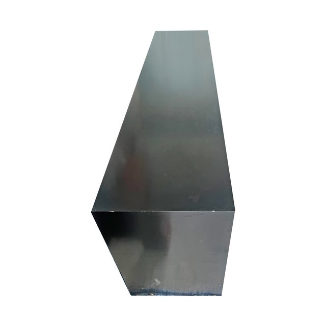 Modern Vintage Milo Baughman Style Burl and Black Dresser or Credenza in Modern Design For Sale - Image 3 of 9