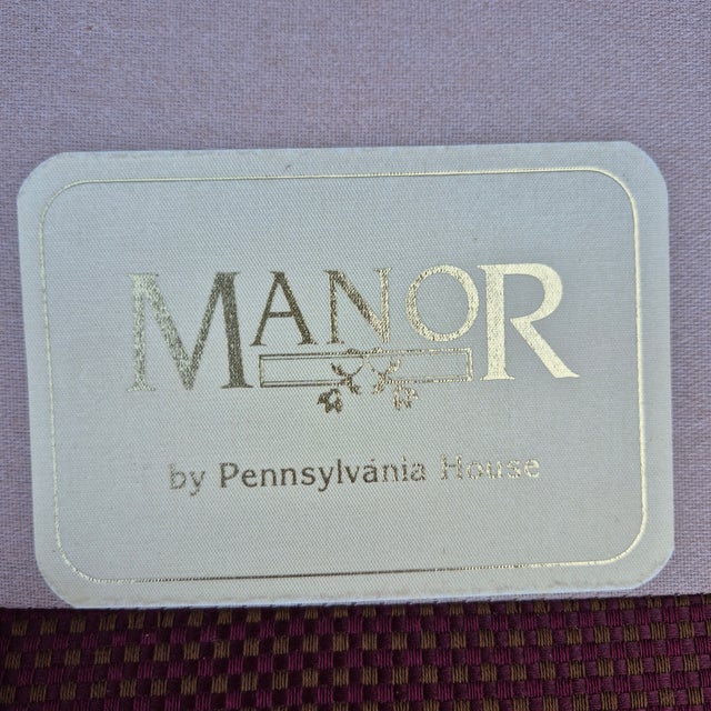 Wood 2000s Pennsylvania House Manor Burgundy Chippendale Style Wingback Arm Chair Mahogany Legs For Sale - Image 7 of 13