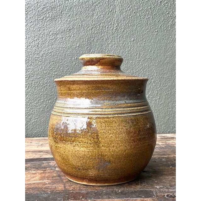 Vintage Aboriginal Studio Pottery Lidded Vase For Sale - Image 10 of 12