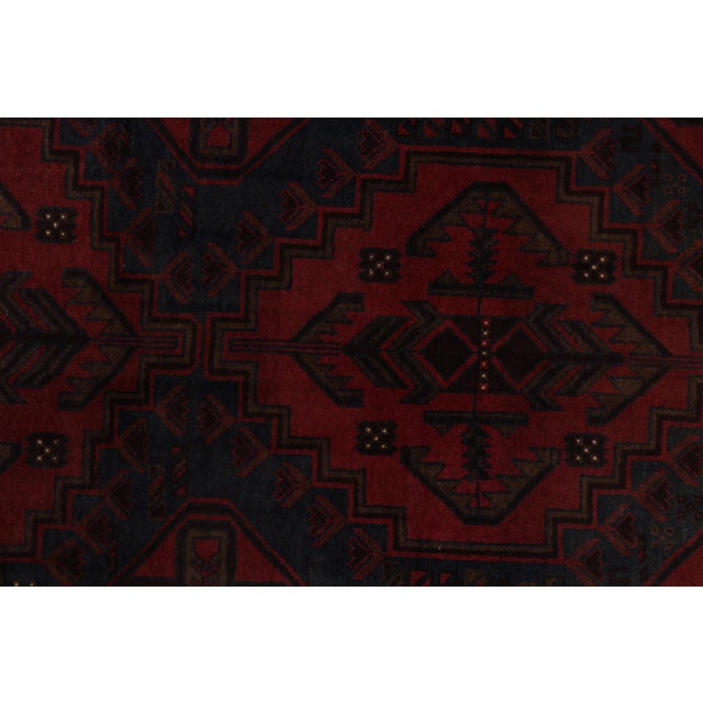 1950s Vintage Baluch Tribal Rug in Red With Geometric Patterns, From Rug & Kilim For Sale In New York - Image 6 of 7