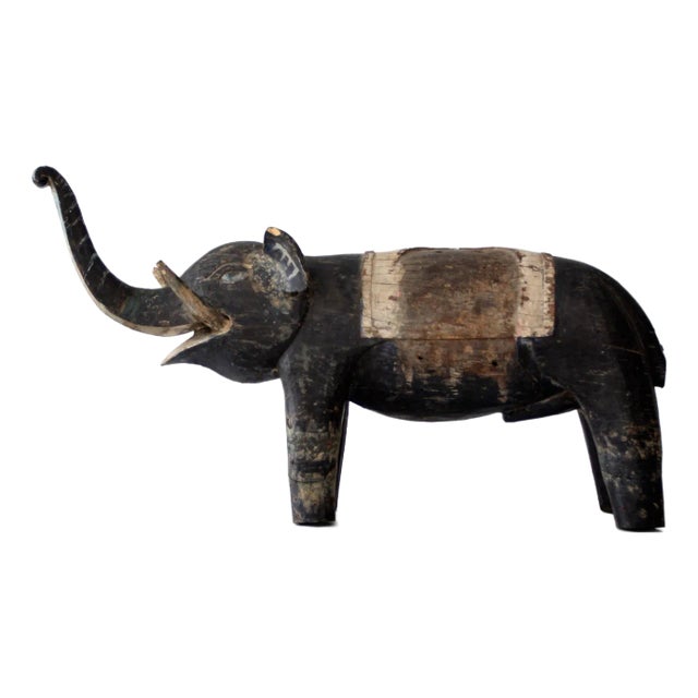 Antique Hand-Carved Wood Elephant For Sale