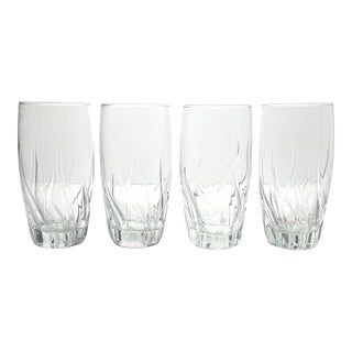 Anchor Hocking “Central Park, Clear” 4 Highball Tumbler Drinking Glasses For Sale