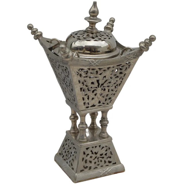 Silver Vintage Moroccan Handcrafted & Engraved Silver Incense Burner For Sale - Image 8 of 8