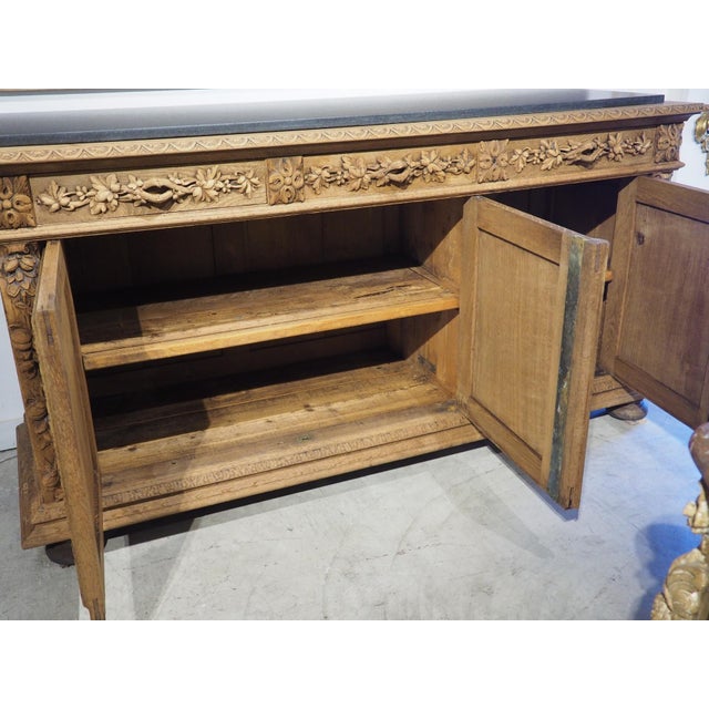 19th Century Bleached French Oak Hunt Buffet With Black Granite Top, Circa 1880 For Sale - Image 16 of 18