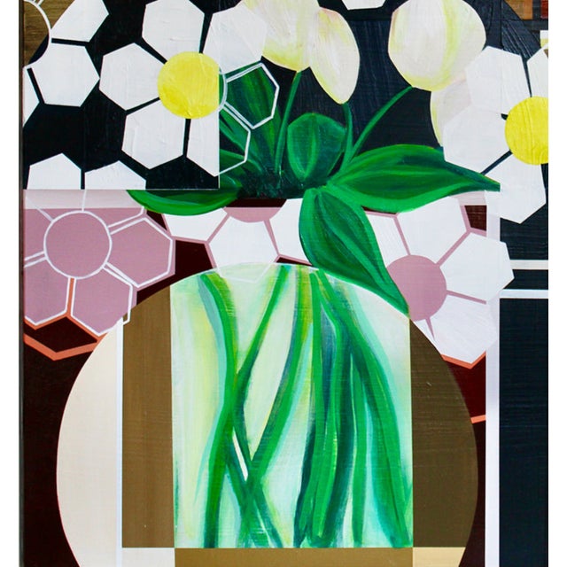 Floral Woven by Mary Crane Nutter Acrylic Paint on wood panel with maple frame, 24” x 24” Mary Crane Nutter lives in Walla...