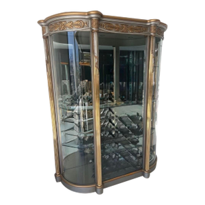 1990s Italian Designer Rococo Glass Display China Cabinet Vitrine