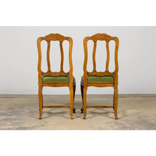 Early 20th Century French Louis XV Walnut Dining Chairs With Moss Green Mohair, Set of 8 For Sale - Image 18 of 18