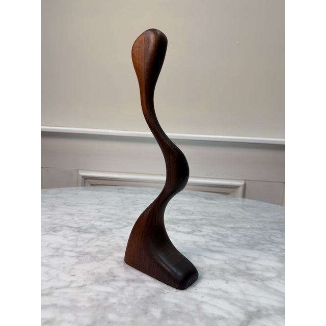 20th C. Mid-Century Modern Hand-Carved Wood "Loch" Sculptural Table Clock by Rick Sherman For Sale - Image 4 of 6