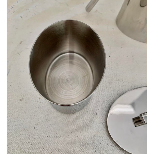 Silver Sambonet Italy Bamboo Stainless Steel Coffee Set - 3 Piece Set For Sale - Image 8 of 13