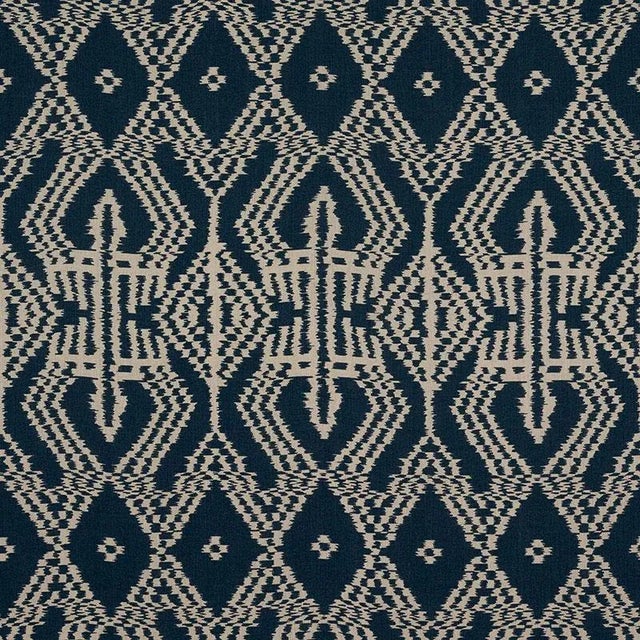 Sample- Schumacher Asaka Ikat Fabric in Indigo For Sale