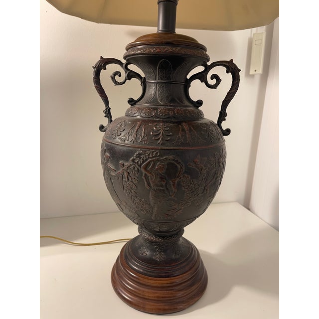 1970s 1970s Large, Heavy-Weight Cast Bronze Neoclassical Urn Table Lamp For Sale - Image 5 of 8