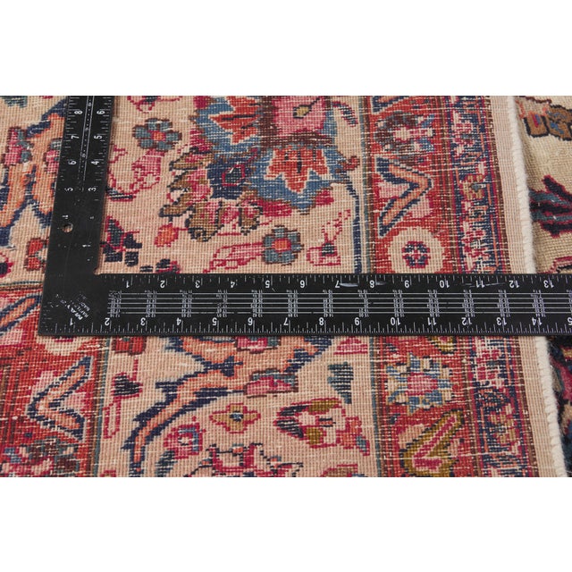 Beige Signed Antique Persian Mashhad Rug, 08'00 X 11'02 For Sale - Image 8 of 11