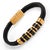 Men's Style Fashion Black Leather & Gold Bracelet For Sale In Miami - Image 6 of 7