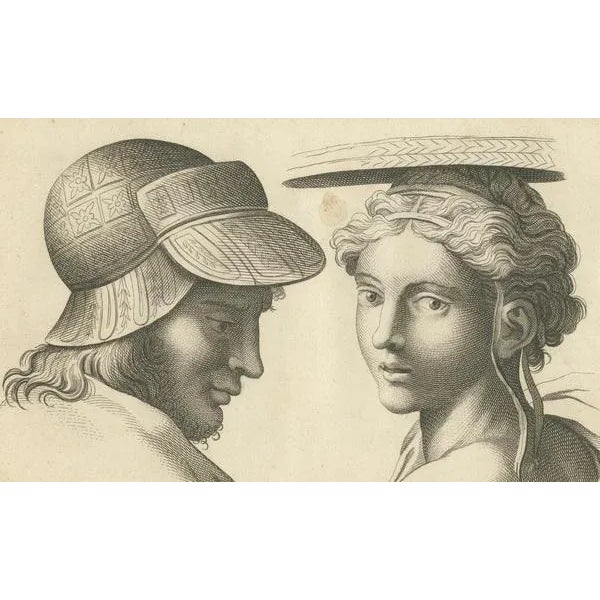 Pigné, Dialogue of Eras: Cap and Feather in Profile, 1740, Engraving For Sale - Image 3 of 7