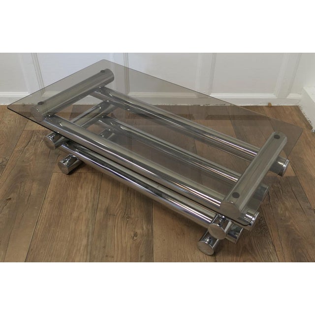 Mid-Century Italian Crome and Smoked Glass Coffee Cocktail Table, 1970s For Sale - Image 6 of 9