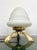 White Space Age Opaline Glass & Brass Tripod Table Lamp by Angelo Lelli, 1960s For Sale - Image 8 of 17