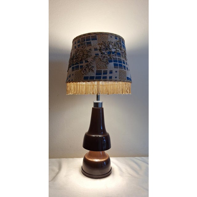 Vintage Table Lamp with Metal Base and a Handmade Fabric Shade from Lamplove, 1970s For Sale - Image 10 of 10