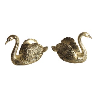 Silver Plated Swans - A Pair For Sale