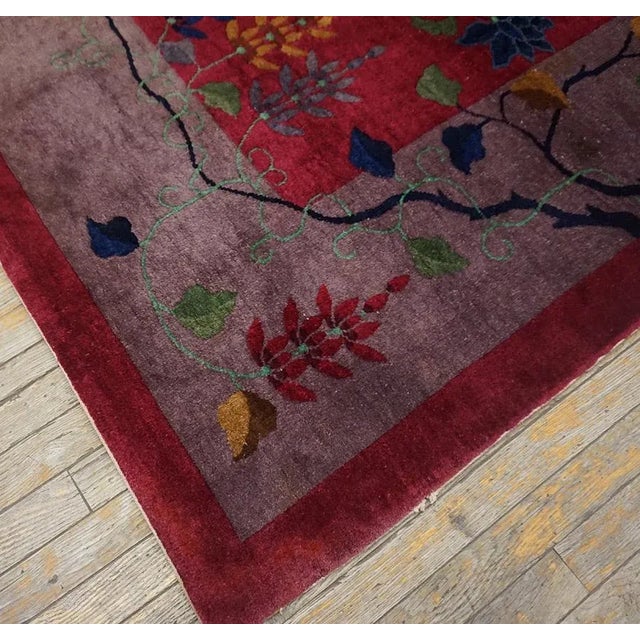 1920s Knotted Purple Wool Antique Chinese Art Deco Room Size Rectangle Rug For Sale - Image 11 of 14