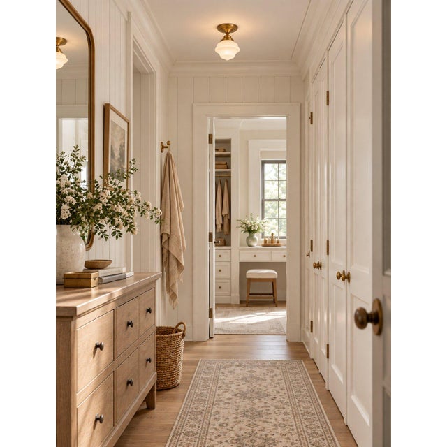 Late 20th Century Farmhouse Regency Hill Schoolhouse Floating Modern Farmhouse Ceiling Light Brass White Glass For Sale - Image 9 of 9