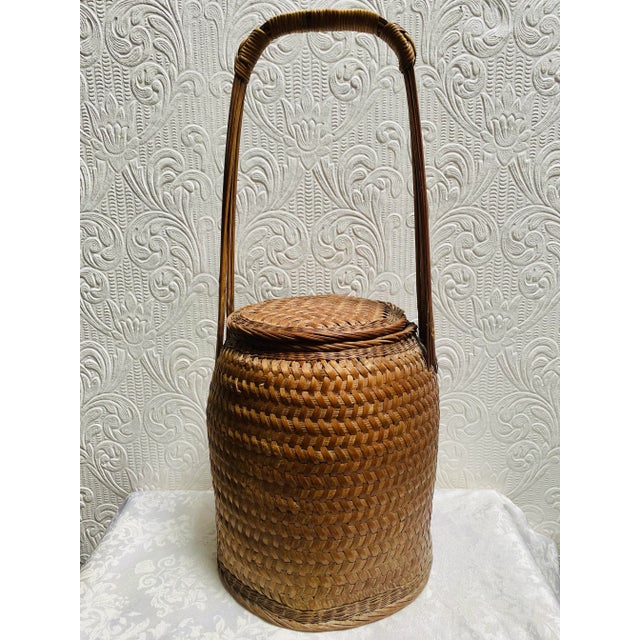 1920s Antique Chinese Tall Sewing Storage Basket Signed by Maker For Sale - Image 13 of 13