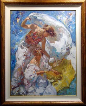 1990s Royo "Mediterraneo" Spain Signed Serigraph on Panel Custom Framed Art