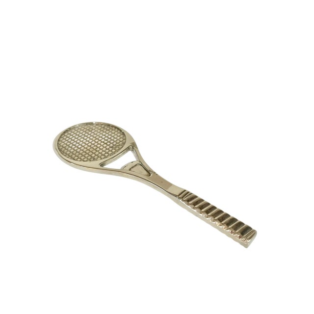 Mid-Century Modern Vintage Silver Plate Tennis Racquet Bottle Opener For Sale - Image 3 of 8
