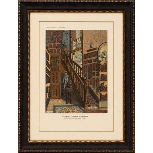 Renaissance Stair Hall with Armored Knight Figure, c.1900 Original color plate from the renowned Collection Henry...