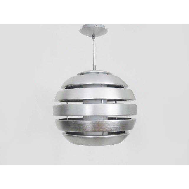 Large Vintage Mercury Pendant Light in Brushed Aluminum and Opaline from Eglo, 1990s For Sale - Image 11 of 11