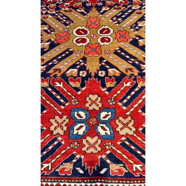 Antique Starburst Design Kazak Rug 4'3" X 9'10" For Sale - Image 13 of 13