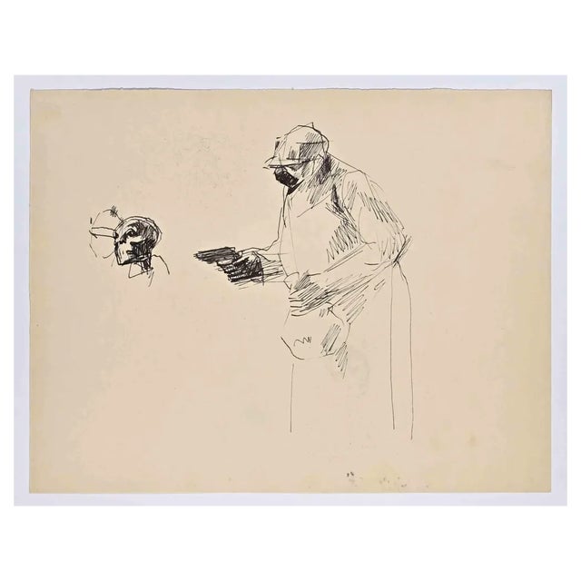 Hermann Paul, Figures, Original Drawing, Early 20th-Century For Sale
