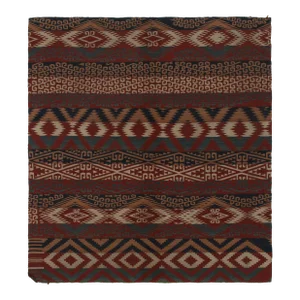 Antique Jajim Kilim in Scarlet Red, Aegean Blue & Beige Tribal Patterns