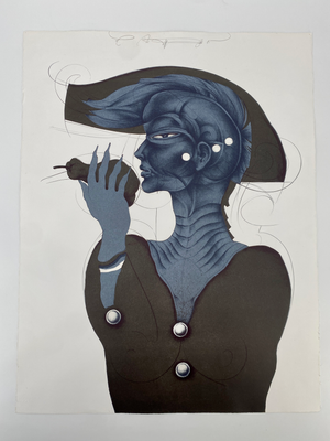 Eberhard Eggers, Eva mit Birne, 1980, Color Lithograph, Framed