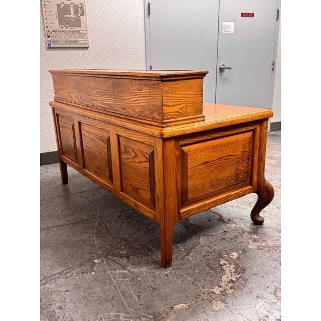 Wood Oak Executive Desk, Vintage For Sale - Image 7 of 12