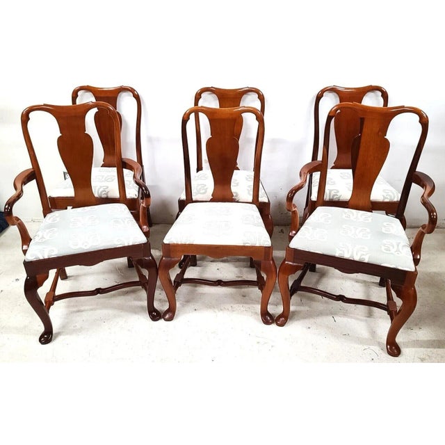 Mid Century Solid Cherry Queen Anne Dining Chairs - Set of 6 For Sale - Image 13 of 13